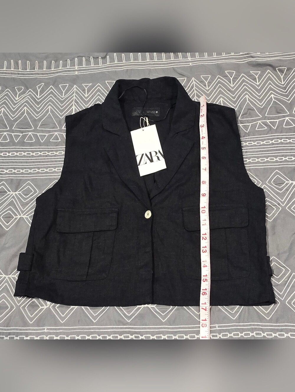 Zara Linen Blend Cropped Vest Size XS - Picture 3 of 7
